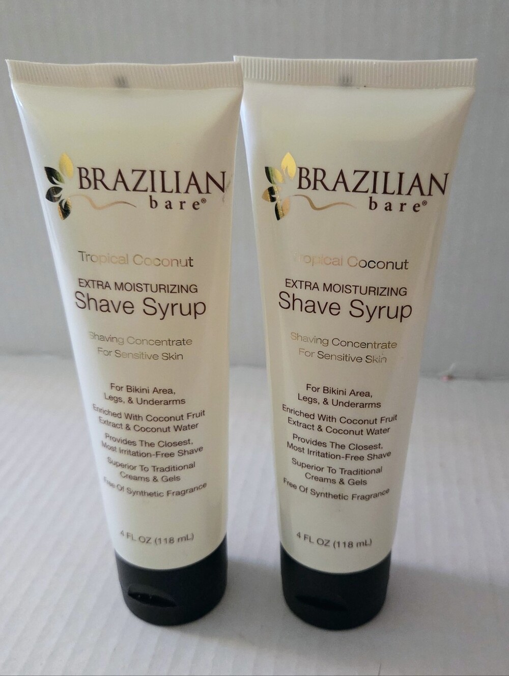 NWT Brazilian Bare Moisturizing Tropical Coconut Shave Syrup - 4 oz (Set of 2)